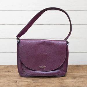 Kate Spade Leila Purple Pebbled Leather Adjustable Shoulder Bag Crossbody Purse